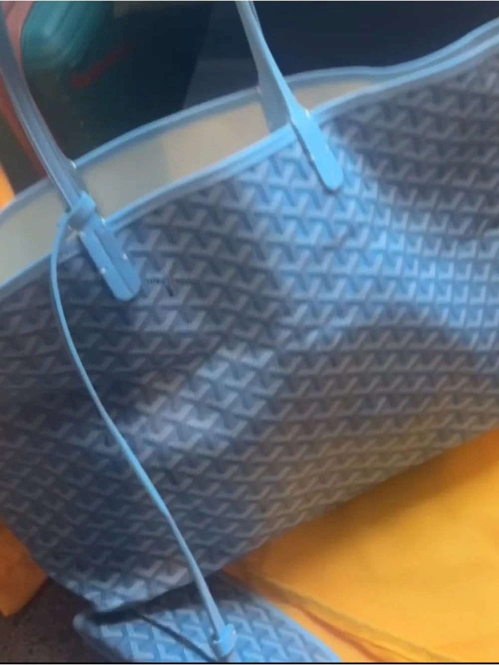 Light Blue Women's Tote Bag with Matching Pouch - Picture 8 of 8